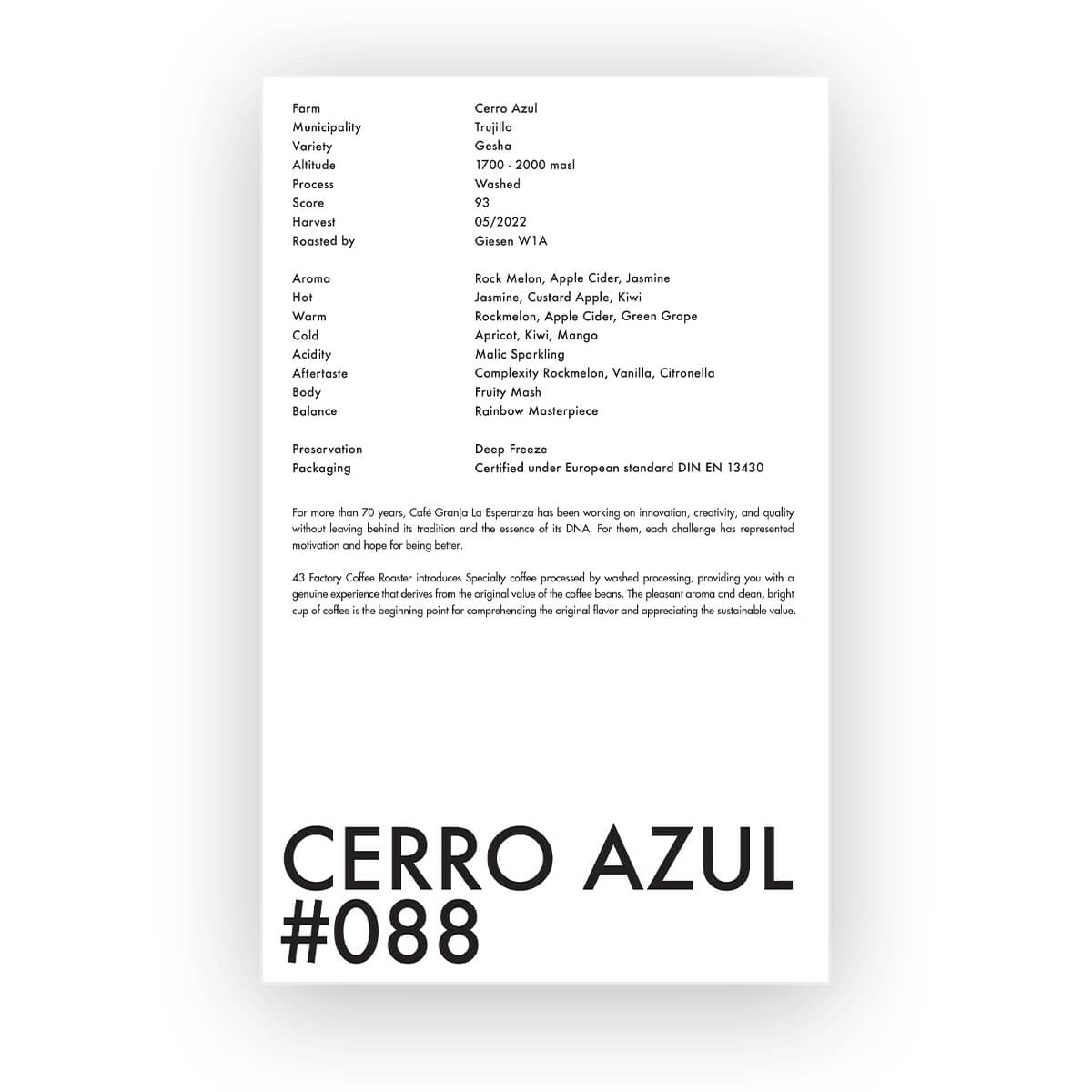 Cerro Azul - Specialty Coffee Gesha