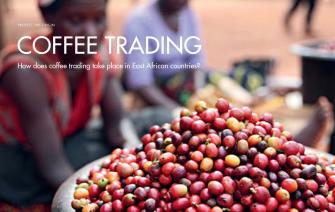 How does coffee trading take place in East African countries?