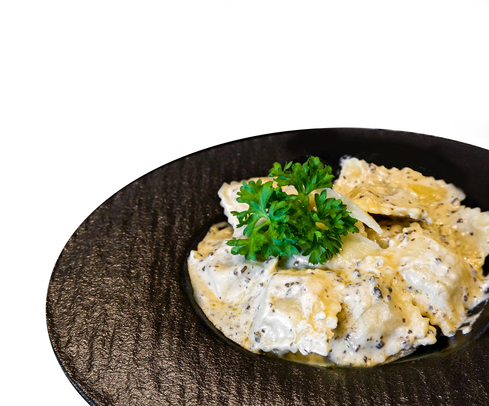 Raviolini di Carne Con Crema Tartufo